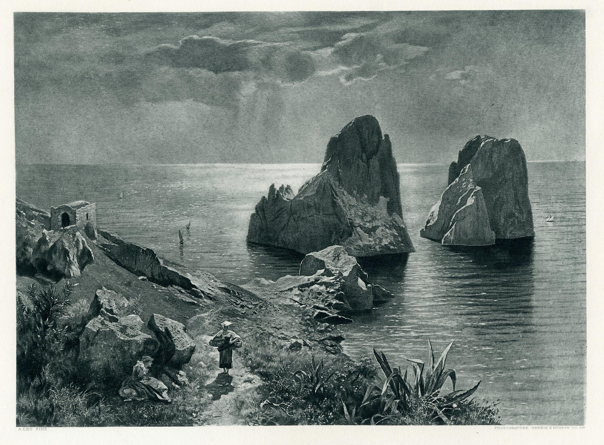 August Wilhelm LEU Figurative Print - The Twin Rocks of Capri; I Faraglioni a Capri