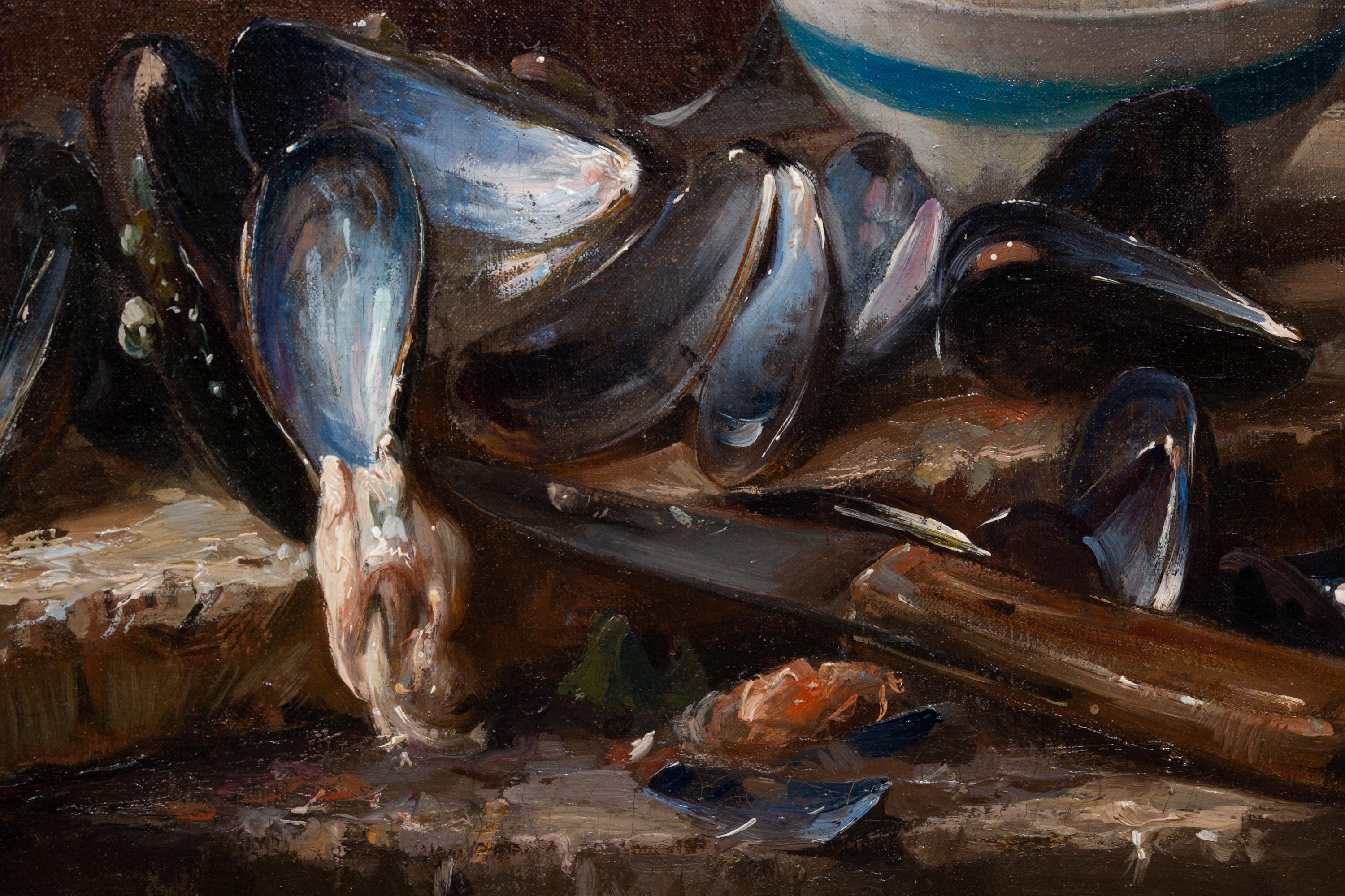 Natura morta dopo un pasto a base di cozze