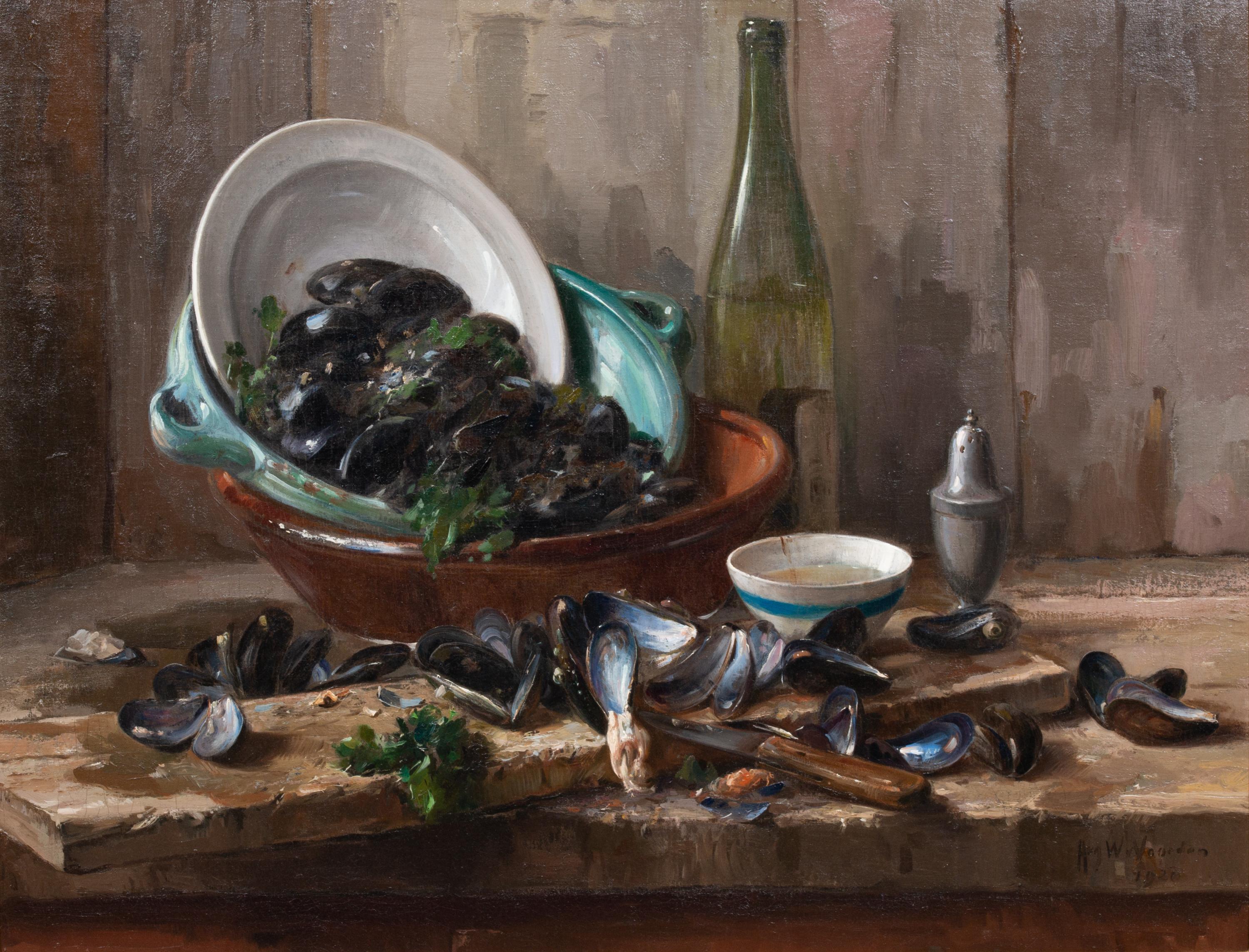Natura morta dopo un pasto a base di cozze