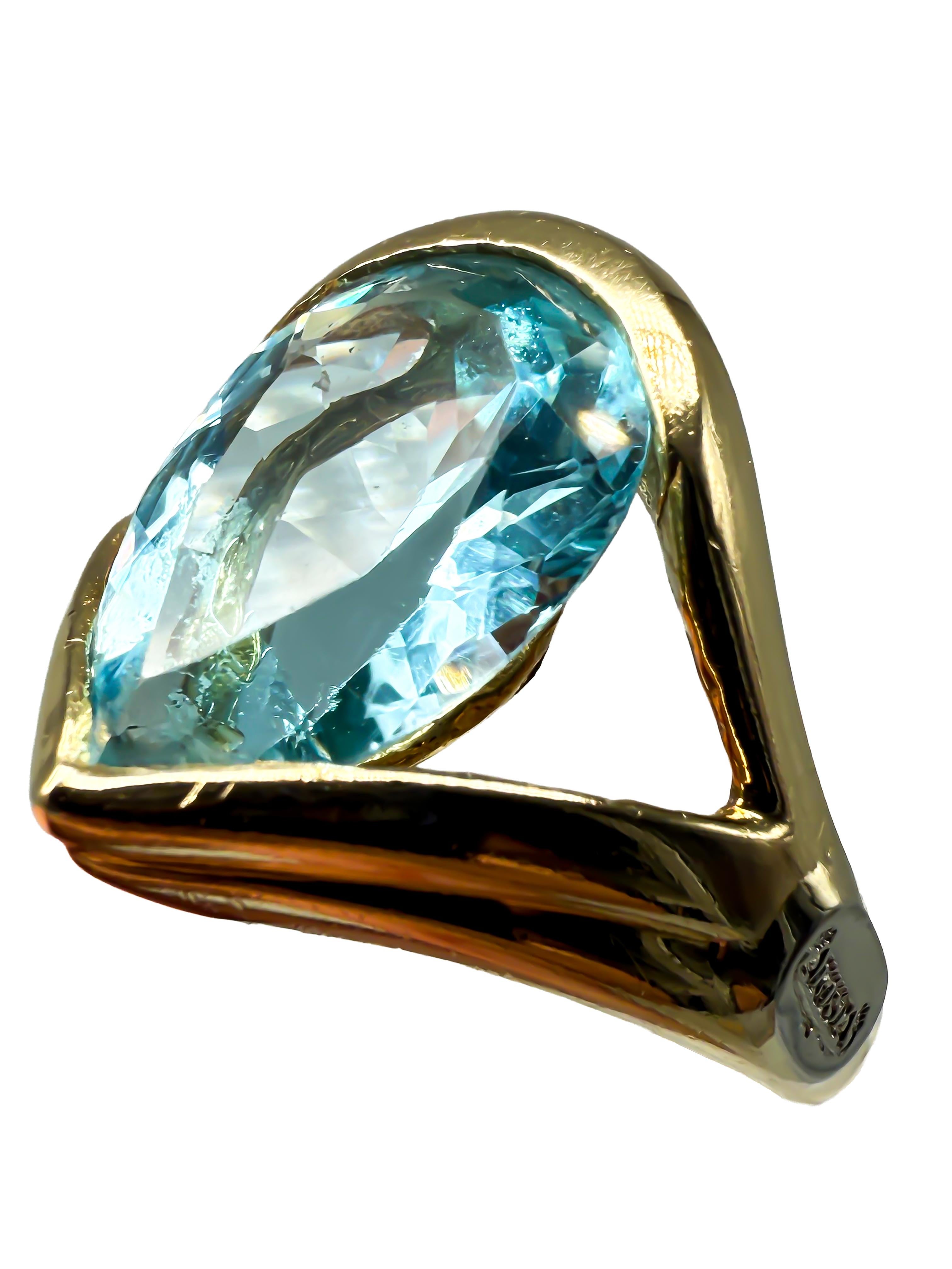 Augusta Anillo de Oro Amarillo de 18 K con una Aguamarina en Bueno estado para la venta en Berlin, DE