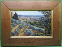 Dipinto a olio impressionista francese/italiano della metà del secolo scorso OLIVE GROVES TUSCANY