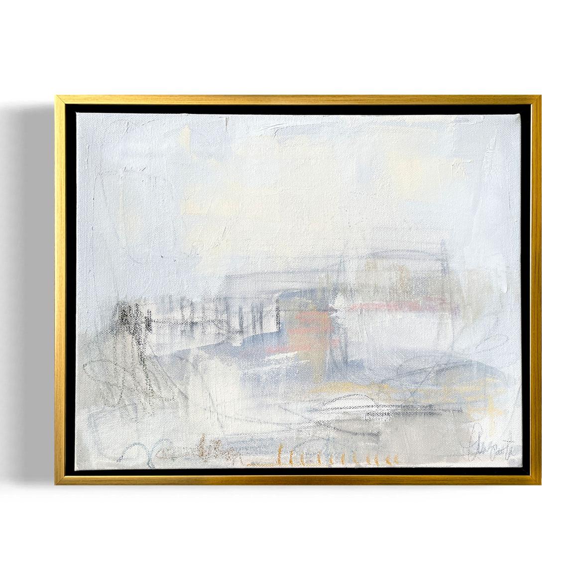 Augusta Wilson Abstract Painting - "La Plage No. 1", framed abstract oil painting on canvas