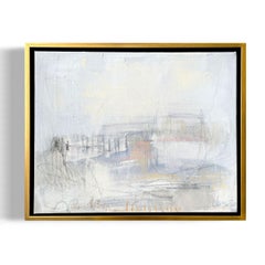 "La Plage No. 1", framed abstract oil painting on canvas
