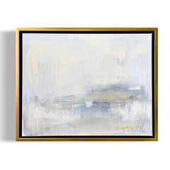 "La Plage No. 3", framed abstract oil painting on canvas