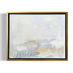 "La Plage No. 4", framed abstract oil painting on canvas