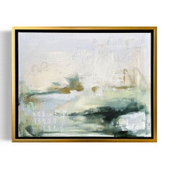 "Lake No. 4", framed abstract oil painting on canvas