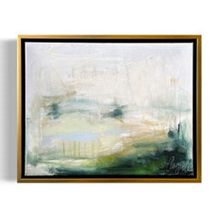 "Lake No. 6", framed abstract oil painting on canvas