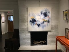 Santorini by Augusta Wilson, Large Abstract Oil on Canvas Square Format Painting