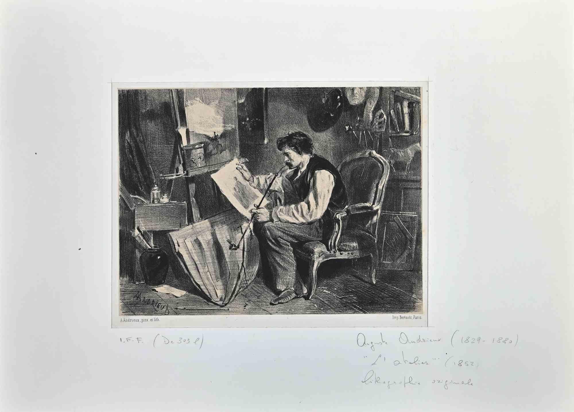 The Workshop is an Original Lithograph realized by Auguste Andrieux in 1852.

The artwork is in good condition included a white cardboard passpartout (32x43.5 cm).

Hand-signed by the artist on the lower left corner.

Clément-Auguste Andrieux (7