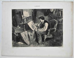 The Workshop - Original Lithograph by Auguste Andrieux - 1852