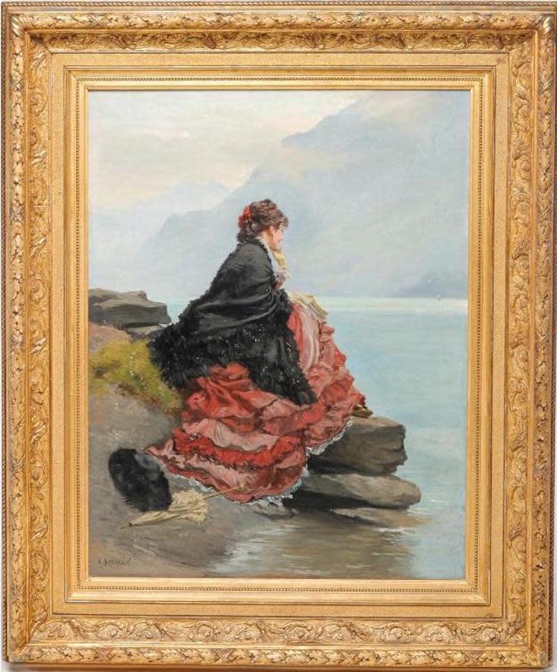 Au Bord du Lac (Reflection) - Painting by Auguste Bachelin