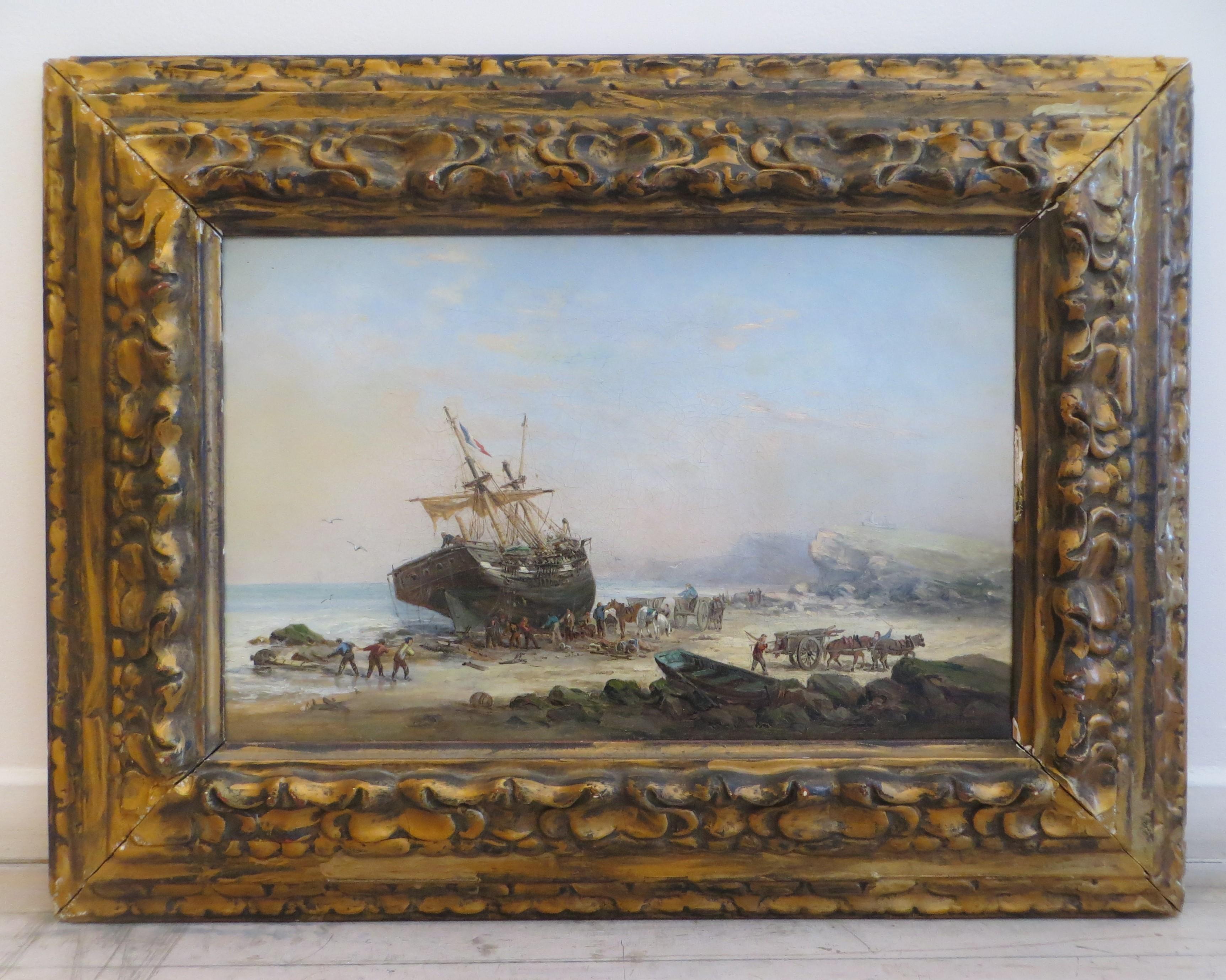 Auguste Ballin Landscape Painting - Boulogne sur Mer in France 1880 