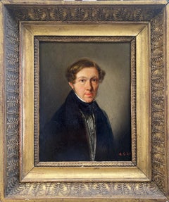 A young poet or artist, French Romantic period portrait of a sensitive figure