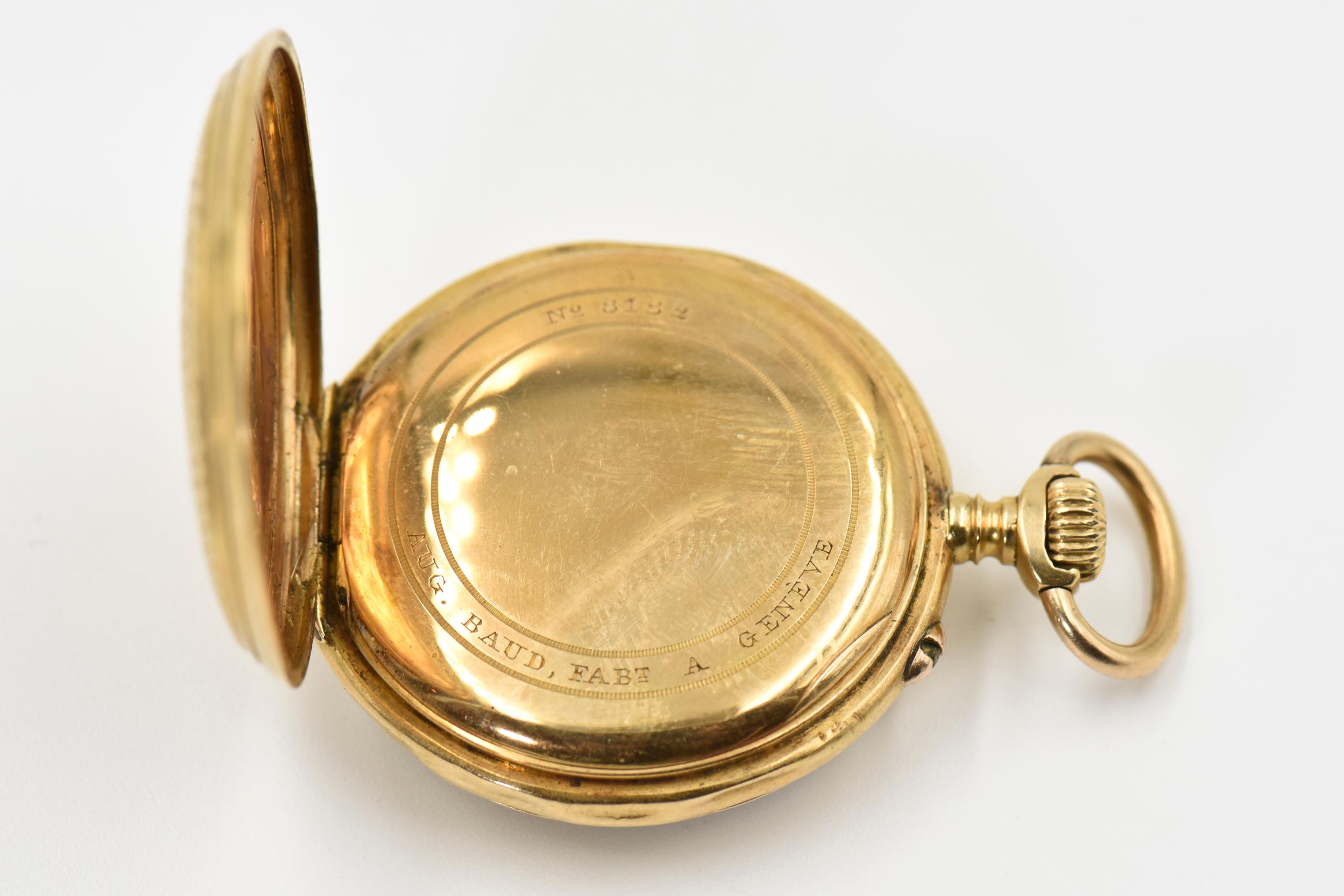 Women's or Men's Auguste Baud Engraved Shooting Medal Winner Gold Pocket Watch, 1895