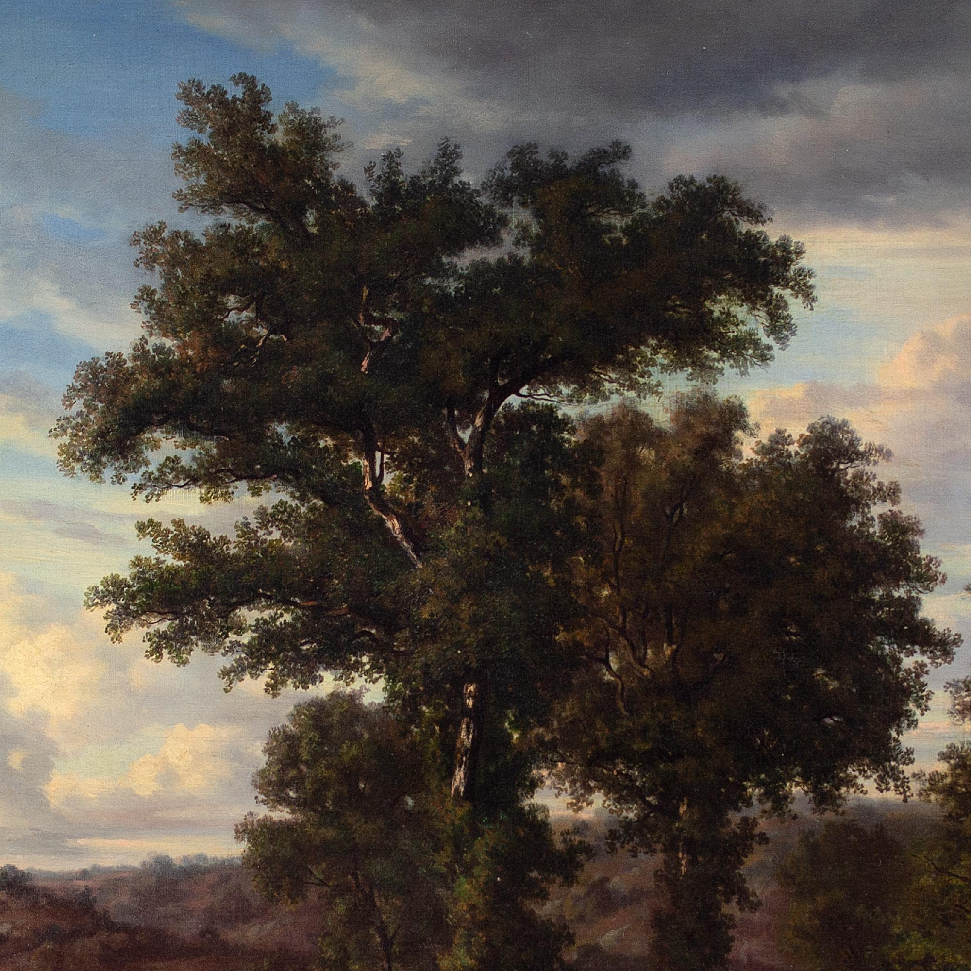 Auguste Bohm - Auguste Bohm Romantic Landscape With Oak Trees, Oil ...