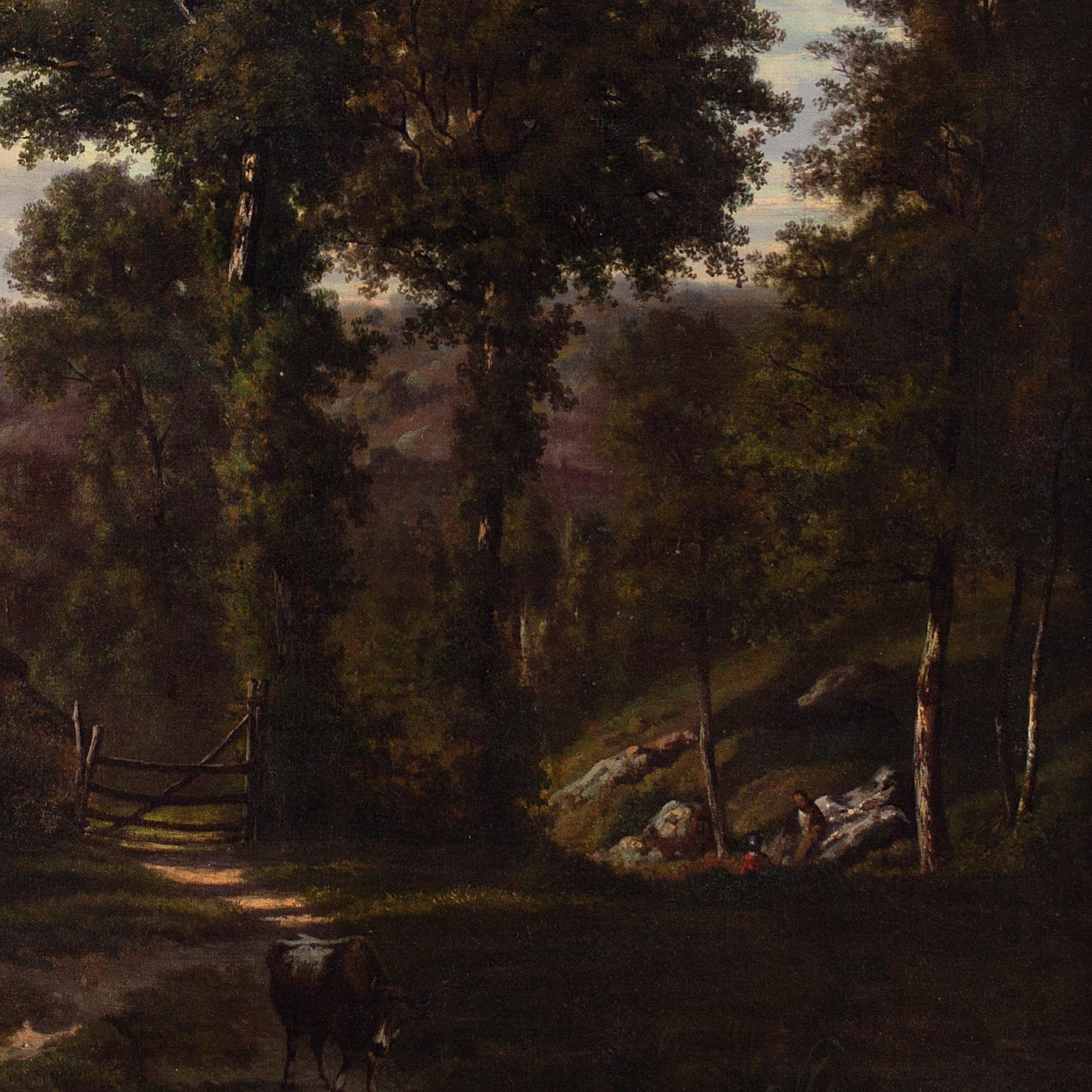Auguste Bohm - Auguste Bohm Romantic Landscape With Oak Trees, Oil ...