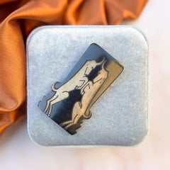 Auguste Bonaz Art Deco 1920s Gilded Celluloid Vintage Gazelle Dress Clip