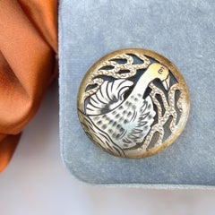 Auguste Bonaz Art Deco 1920s Gilded Celluloid Vintage Swan Brooch