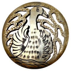 Auguste Bonaz Art Deco 1920er Jahre Vergoldetes Zelluloid Vintage Schwan Brosche