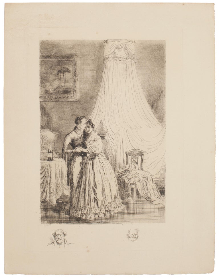 Embrace is an original etching on paper, realized by the French artist Auguste Brouet.

Sheet dimension: 33 x 25.5 cm

In very good condition. 

This contemporary piece representing the love scene of a couple, twisted together, in an embrace with