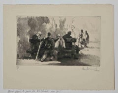 Les Blesées dans le Parc - Original Etching By Auguste Brouet - 1915