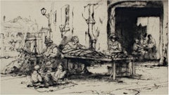 Antique "Les Matelassiers (The Mattress Makers), " Original Etching signed by A. Brouet