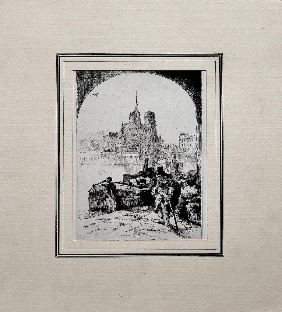 Paris - Original Etching by Auguste Brouet - Early 20th Century For Sale 1