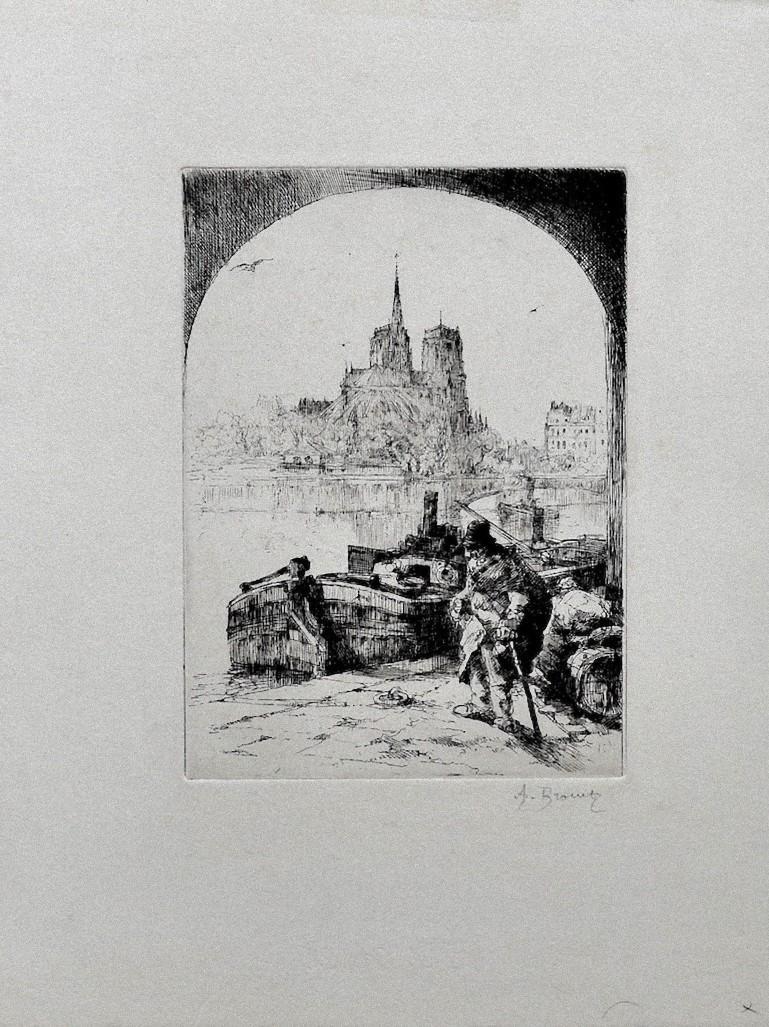 Paris - Original Etching by Auguste Brouet - Early 20th Century