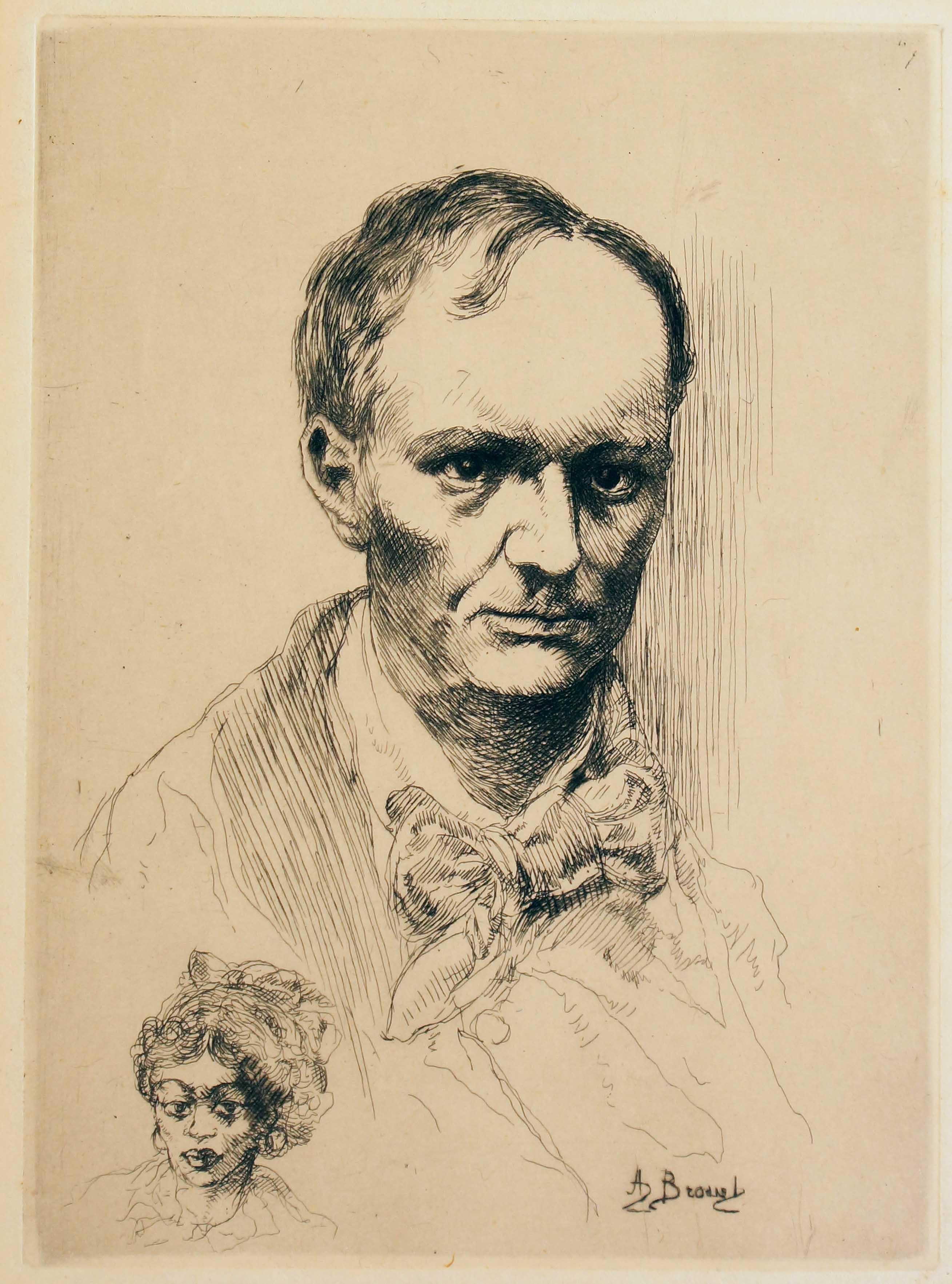 Portrait de Baudelaire (Portrait of Charles Baudelaire) - Etching - Early 1900