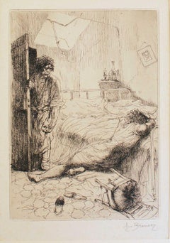 Sad Life - Etching by Auguste Brouet - Early 20th Century