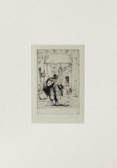 Wanderer - Original Etching by Auguste Brouet - Early 20th Century