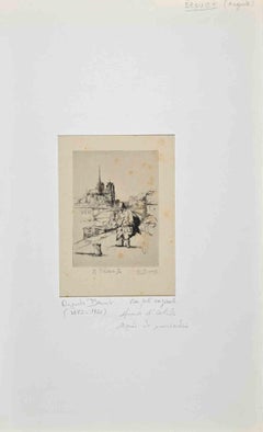 Wayfarer – Original-Radierung von Auguste Brouet – frühes 20. Jahrhundert