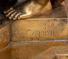 Auguste Carrier Figural Group Gilt Bronze