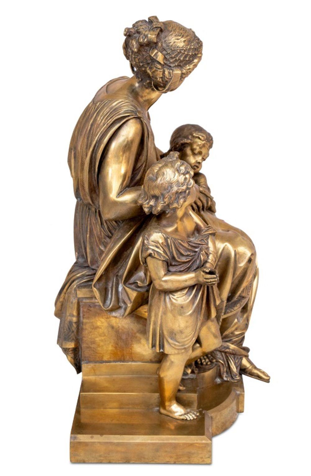 Auguste Carrier Figural Group Gilt Bronze Belle Époque en venta