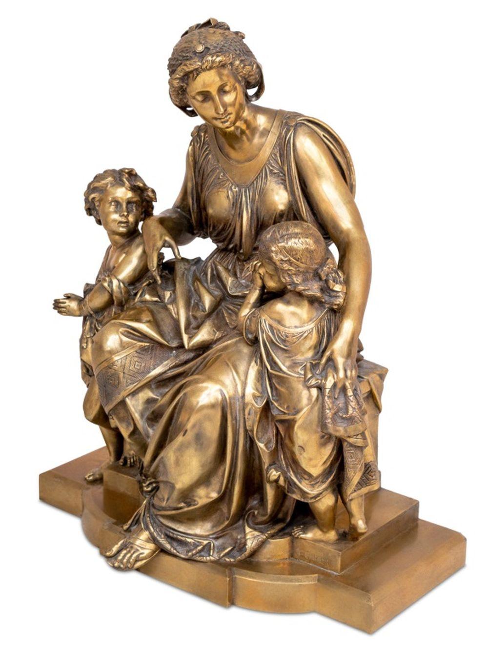 Auguste Carrier Figural Group Gilt Bronze Dorado en venta