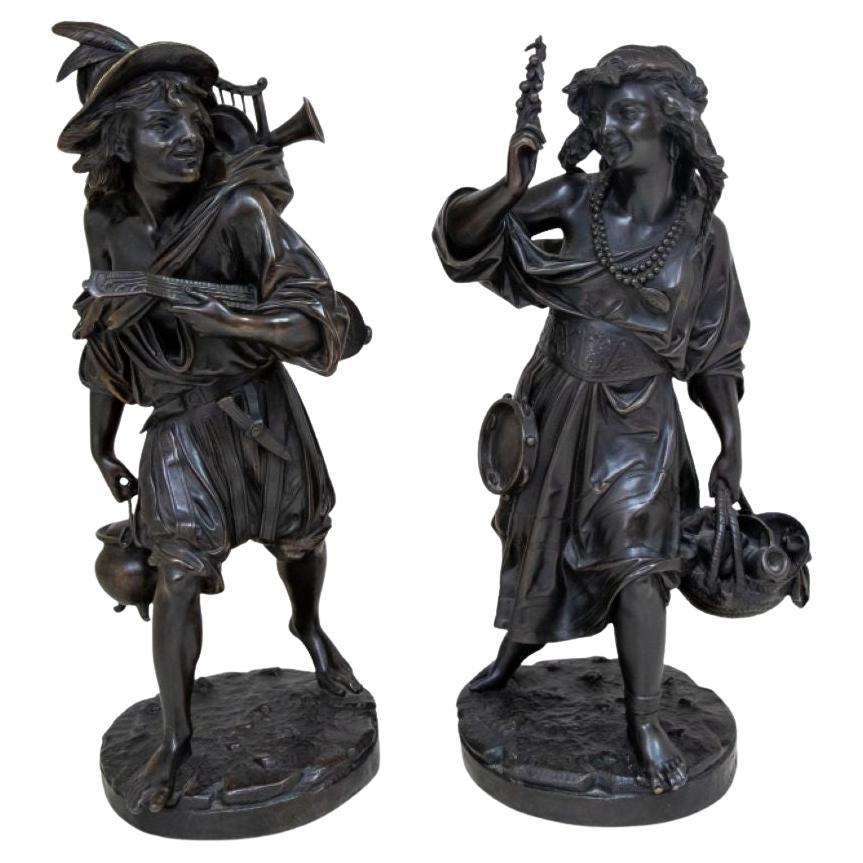 Auguste Carrier "Músicos" Bronce patinado, Pareja