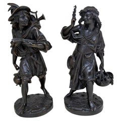 Auguste Carrier "Músicos" Bronce patinado, Pareja