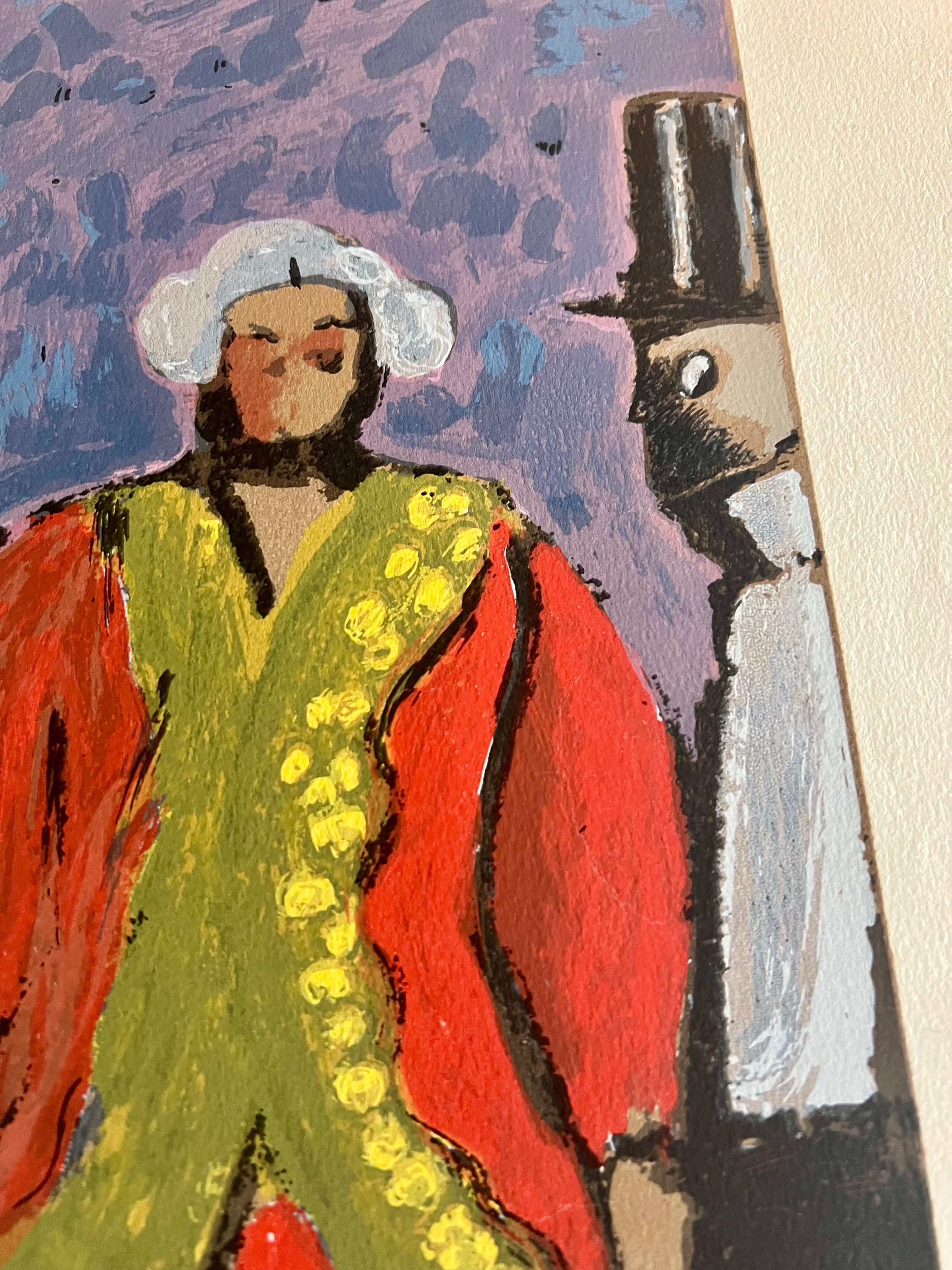 La Re'cepción - Figurative Print Gris de Auguste Chabaud