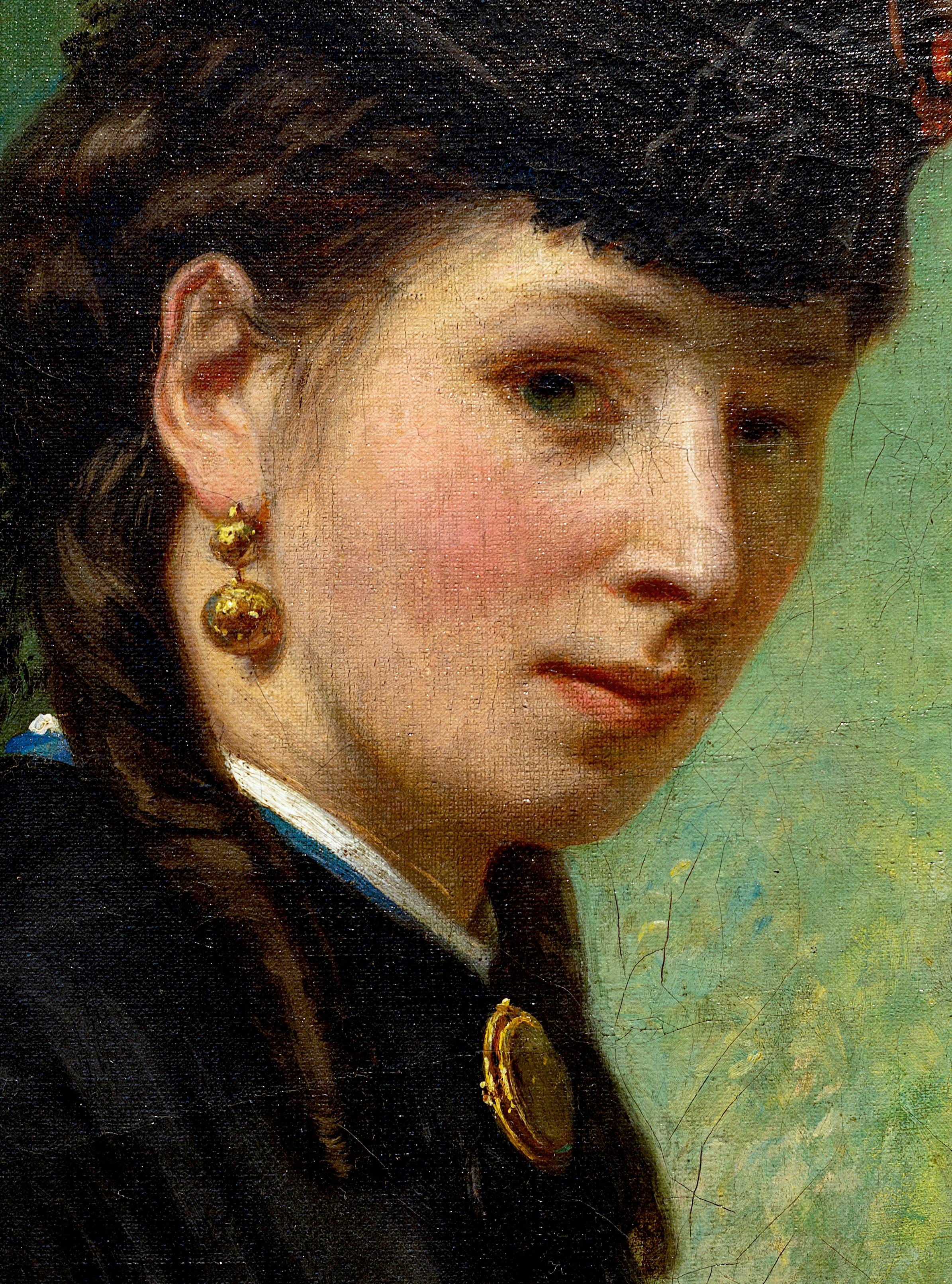 Retrato de Coraline - Mujeres belgas - Painting Escuela francesa de Auguste Chauvin