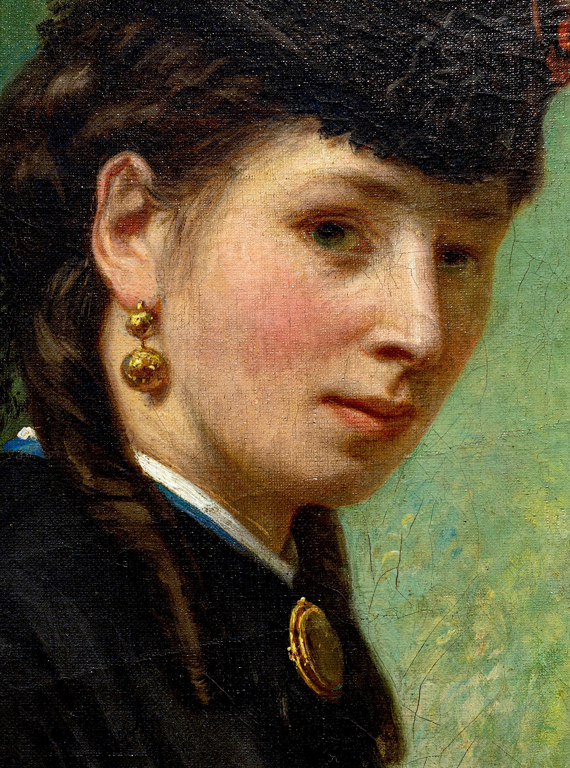 Women portrait (Coraline) - French School Painting by Auguste Chauvin