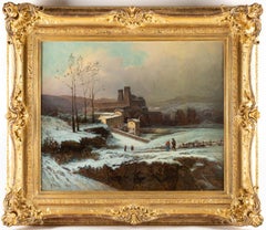 Auguste Chenu Oil on Canvas Snow Landscape, circa 1869