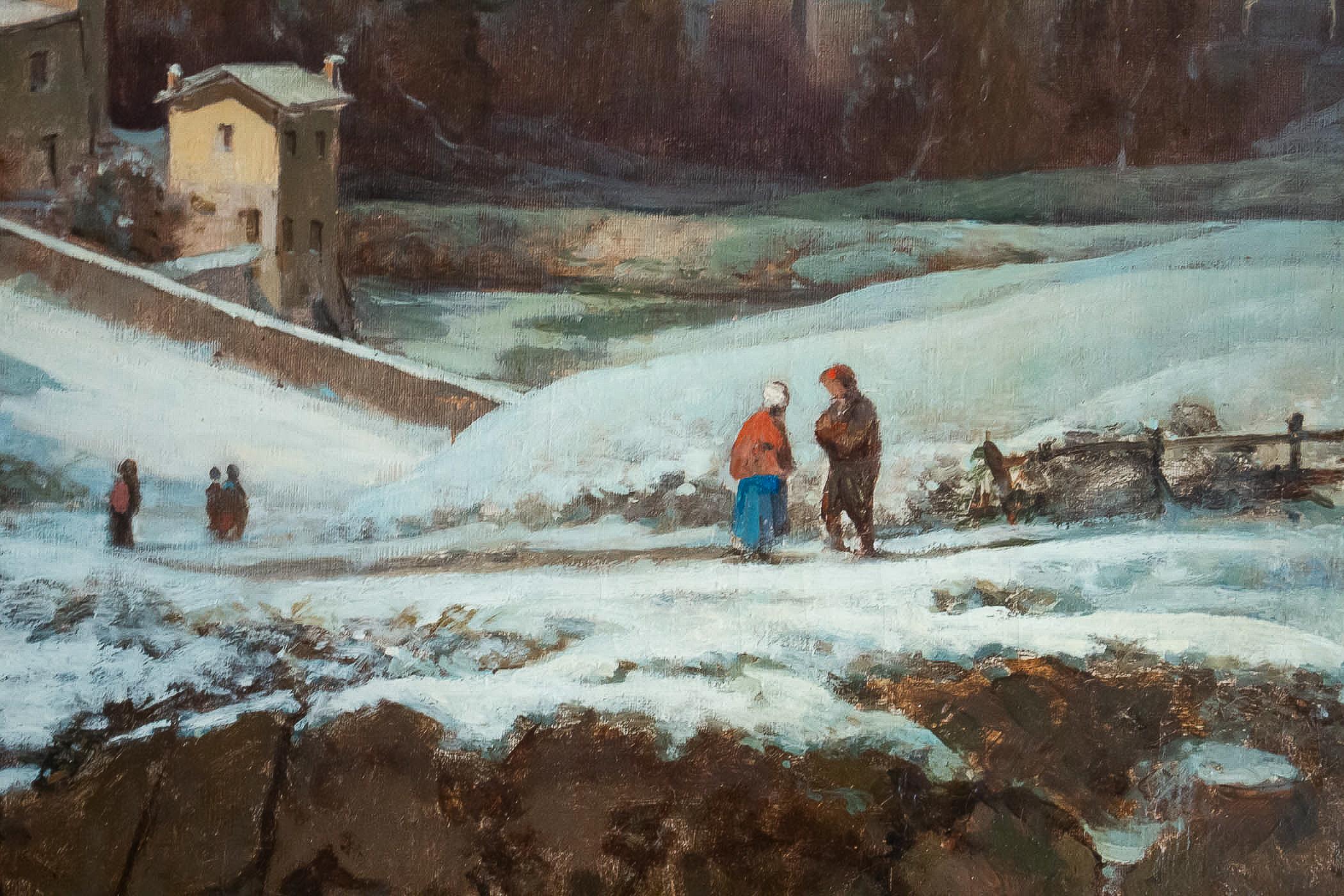 Auguste Chenu Oil on Canvas Snow Landscape, circa 1869 For Sale 2