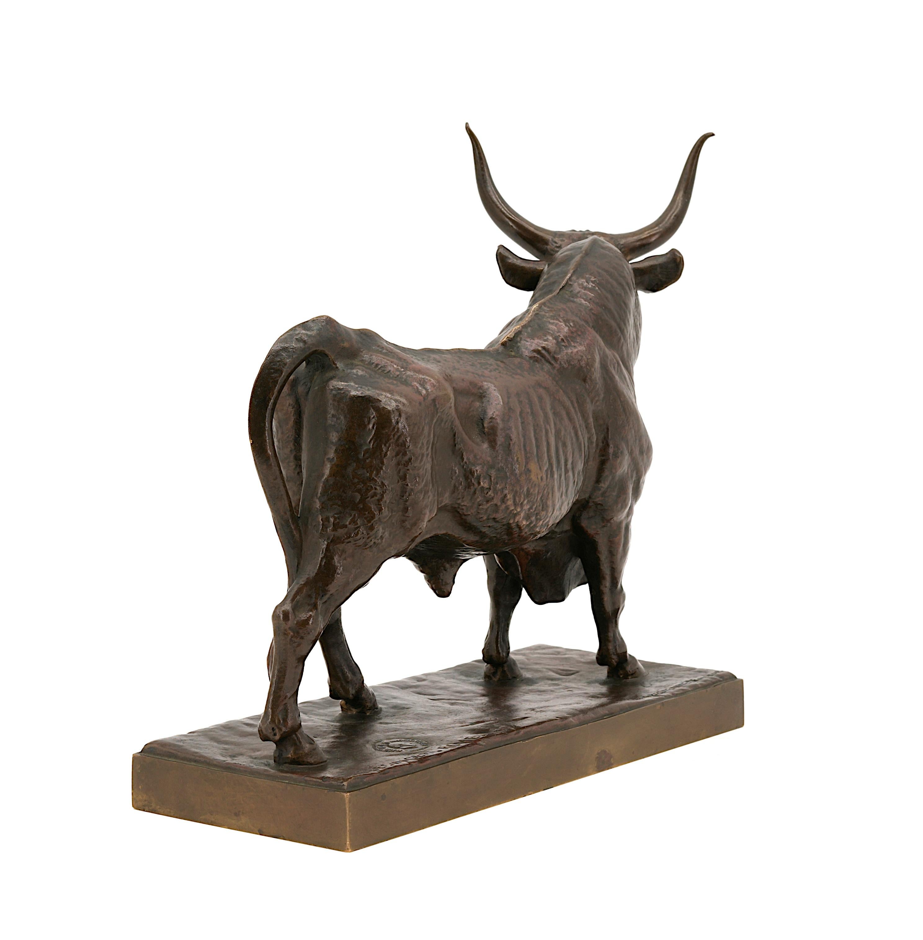 Metà XIX secolo Auguste Clésinger (francese, 1814-1883)  Roman Bull, 1858  Scultura in bronzo in vendita