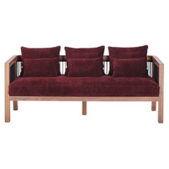 Auguste Contemporary Walnut and Tensioned Cord Sofa by Reda Amalou Design