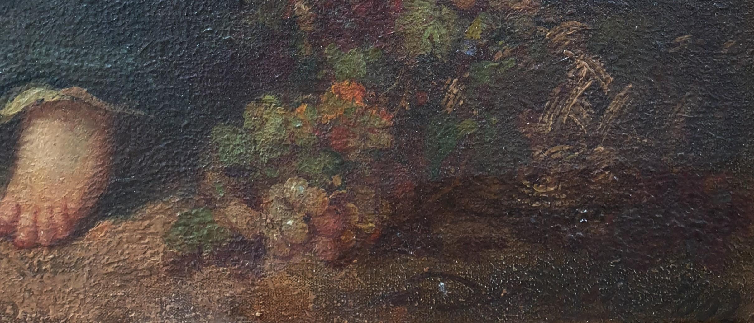 French 19th painting DELACROIX Canvas Allegory Autumn children grapes bucolic 2