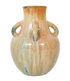 Auguste Delaherche Four Handled Stoneware Vase, Stamped