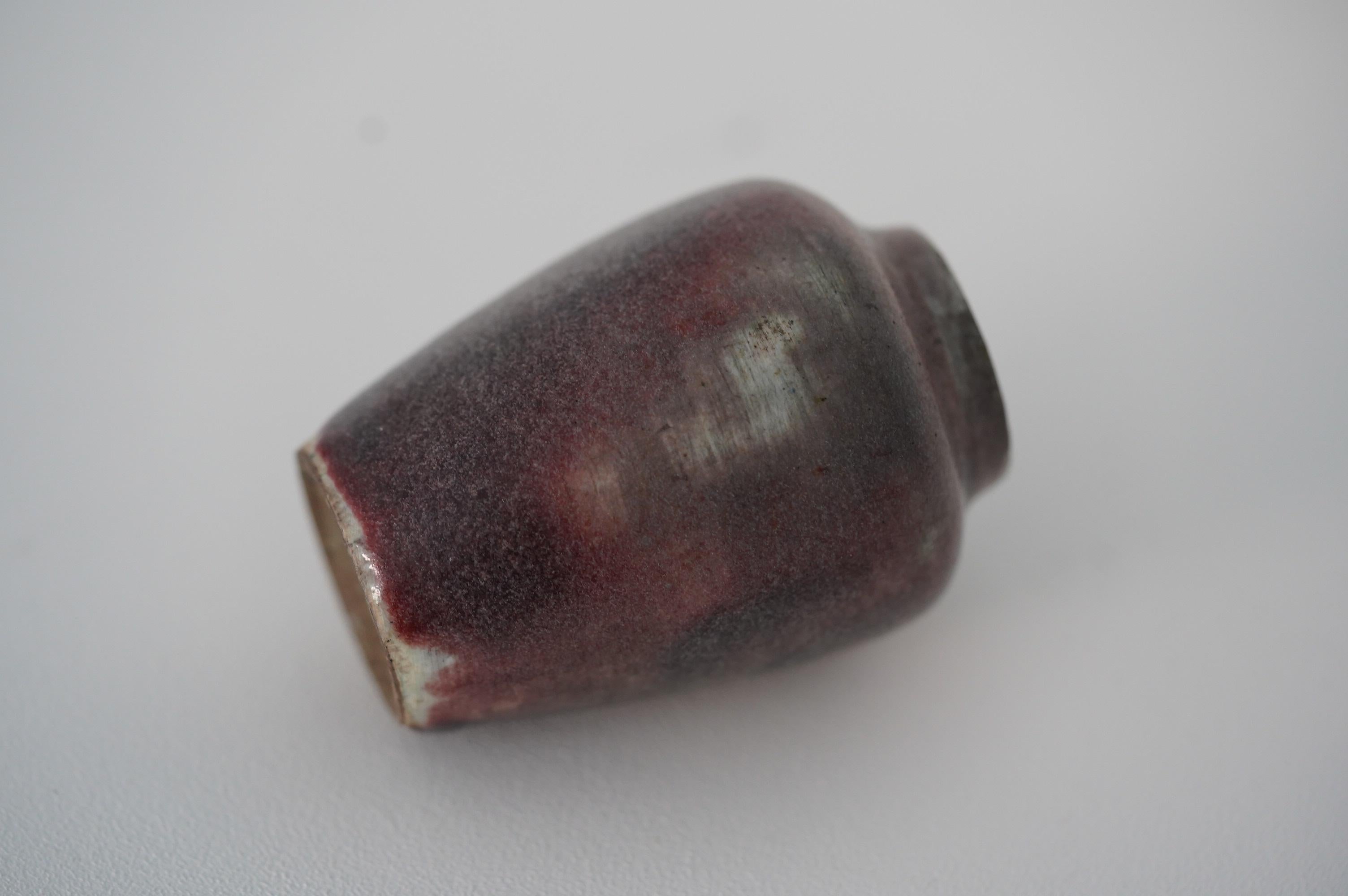Vaso in miniatura in gres di Auguste Delaherche, smalto color sangue di bue, Francia, 1890-1900 in vendita 2