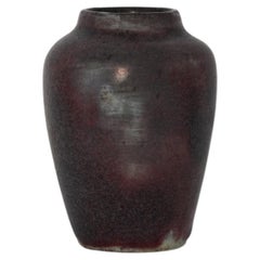 Vase miniature en grès d'Auguste Delaherche, glaçure sang de boeuf, France 1890s-1900s