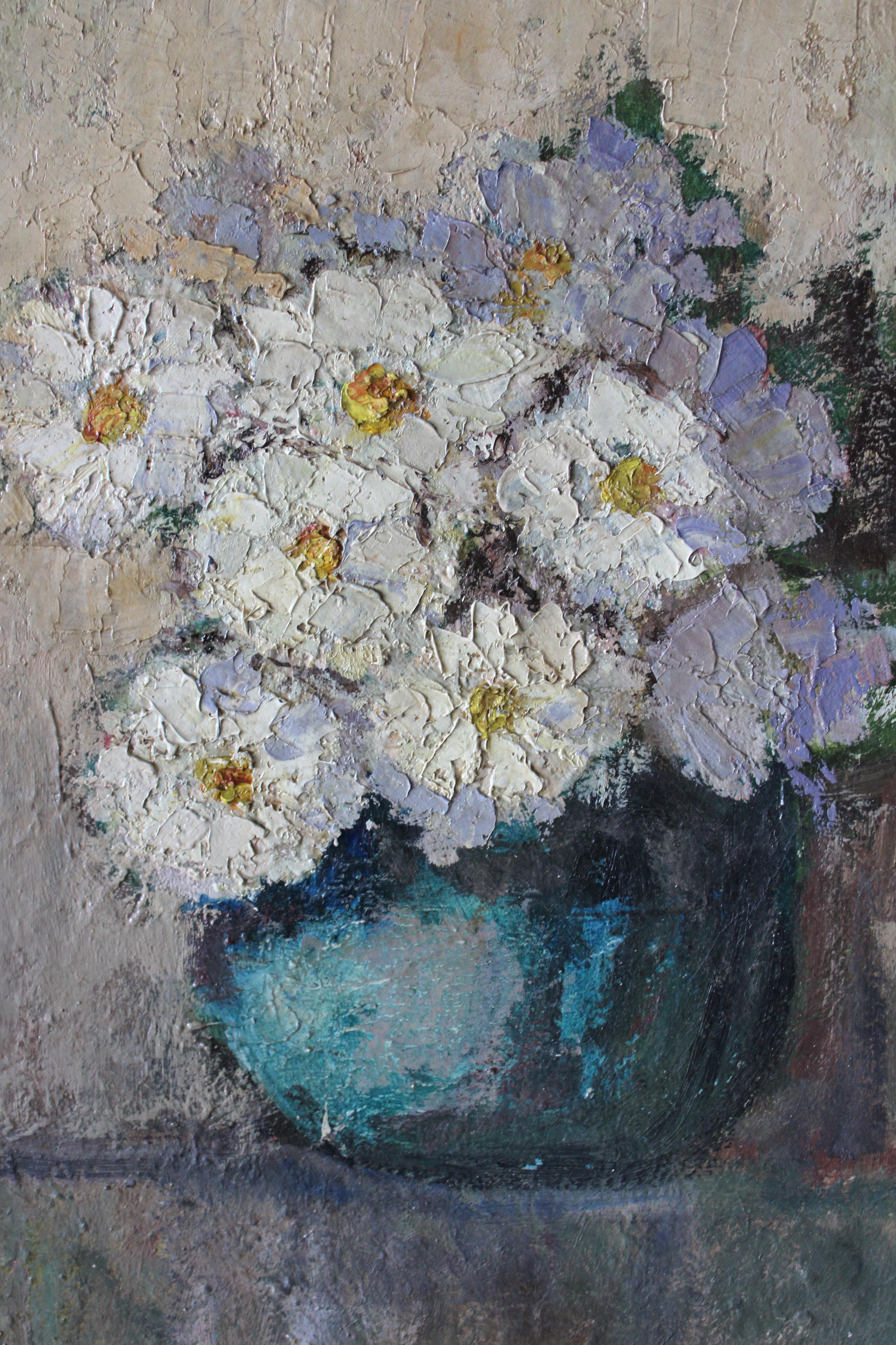 Blumen Stillleben Ölgemälde Französisch postimpressionistischer weißer Blumenstrauß, Stillleben – Painting von Auguste Denis-Brunaud 