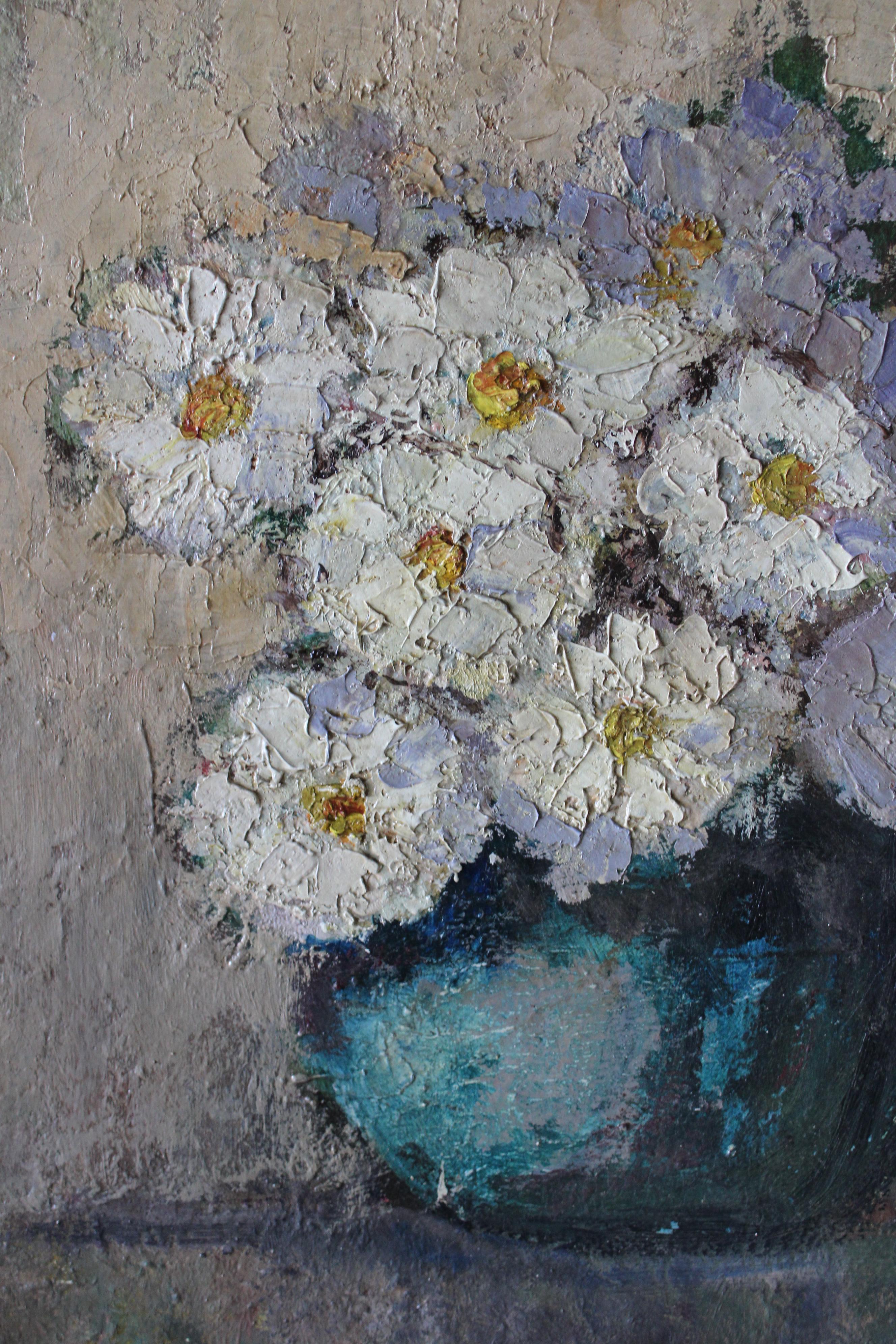 Blumen Stillleben Ölgemälde Französisch postimpressionistischer weißer Blumenstrauß, Stillleben (Post-Impressionismus), Painting, von Auguste Denis-Brunaud 